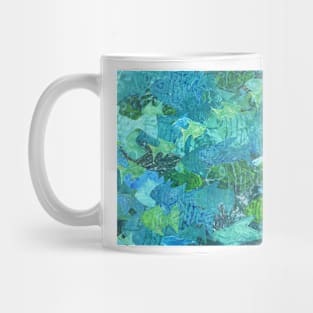 Fish School Monoprint Collage Mug